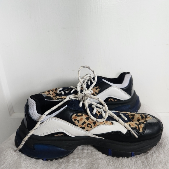 SNKR Project Women's Prospect Park Sneaker Shoes Black/White/Leopard Print Sz 9 - Picture 6 of 11